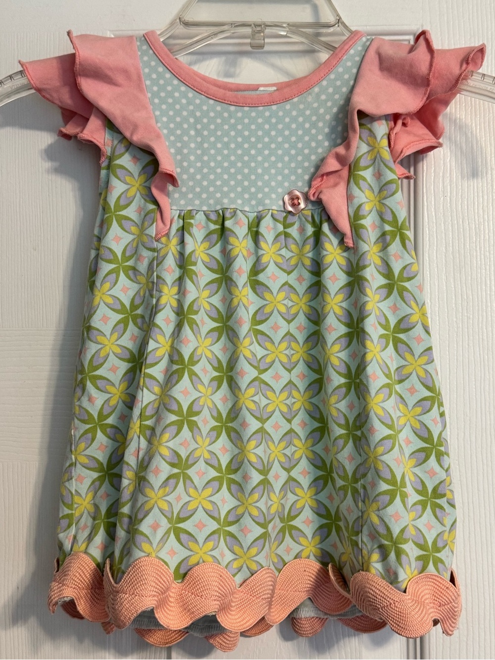 Serendipity by Shrimp & Grits Flutter Sleeve Mixed Print Tunic Dress 6-9 months